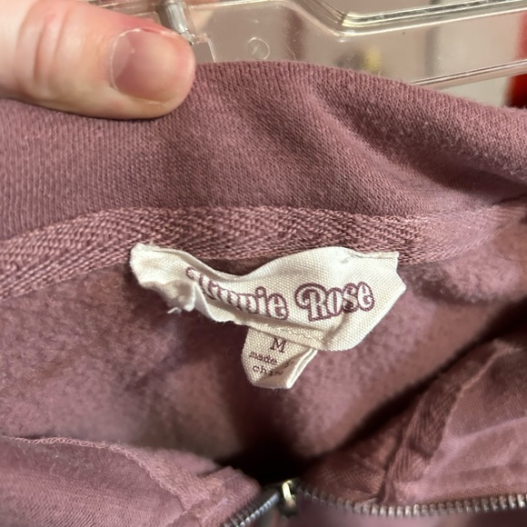 Pink Medium Hippie Rose Cropped Quarter Zip - Picture 3 of 3